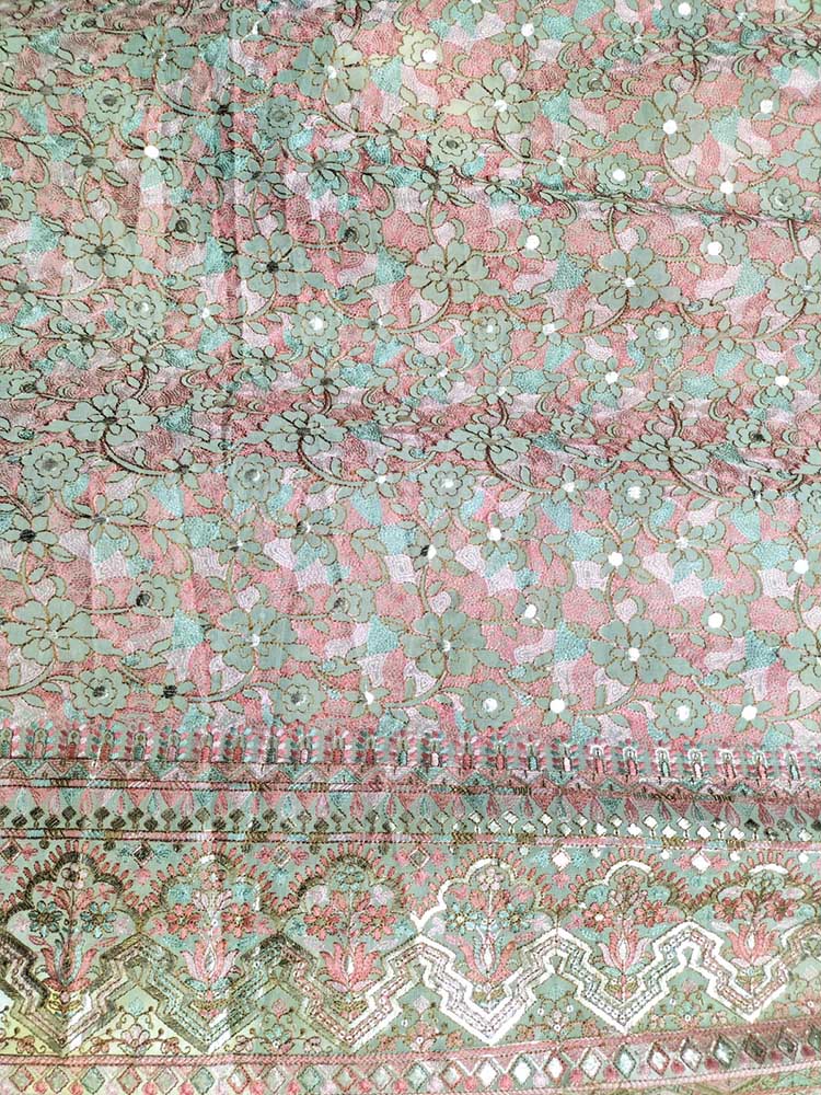 Multicolor Embroidered Trendy Georgette Fabric ( 1 Mtr ) - Luxurion World