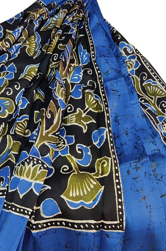 Multicolor Hand Batik Pure Bishnupuri Silk Saree - Luxurion World