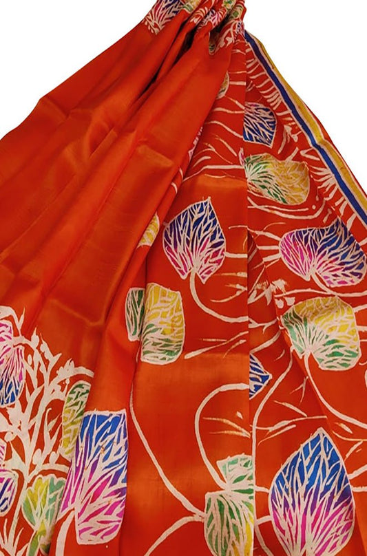 Multicolor Hand Batik Pure Bishnupuri Silk Saree - Luxurion World