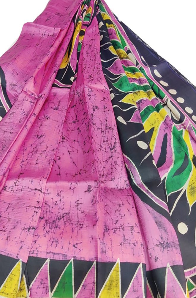 Multicolor Hand Batik Pure Bishnupuri Silk Saree - Luxurion World