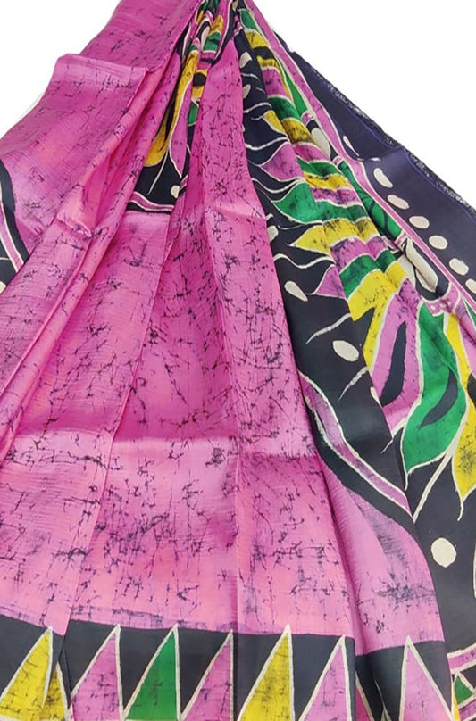 Multicolor Hand Batik Pure Bishnupuri Silk Saree - Luxurion World