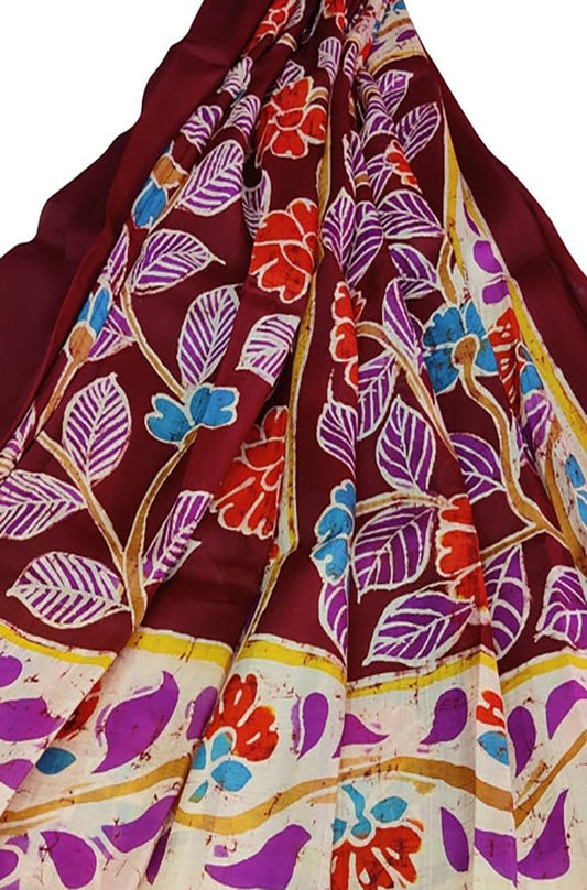 Multicolor Hand Batik Pure Bishnupuri Silk Saree - Luxurion World