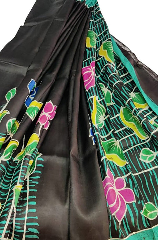 Multicolor Hand Batik Pure Bishnupuri Silk Saree - Luxurion World