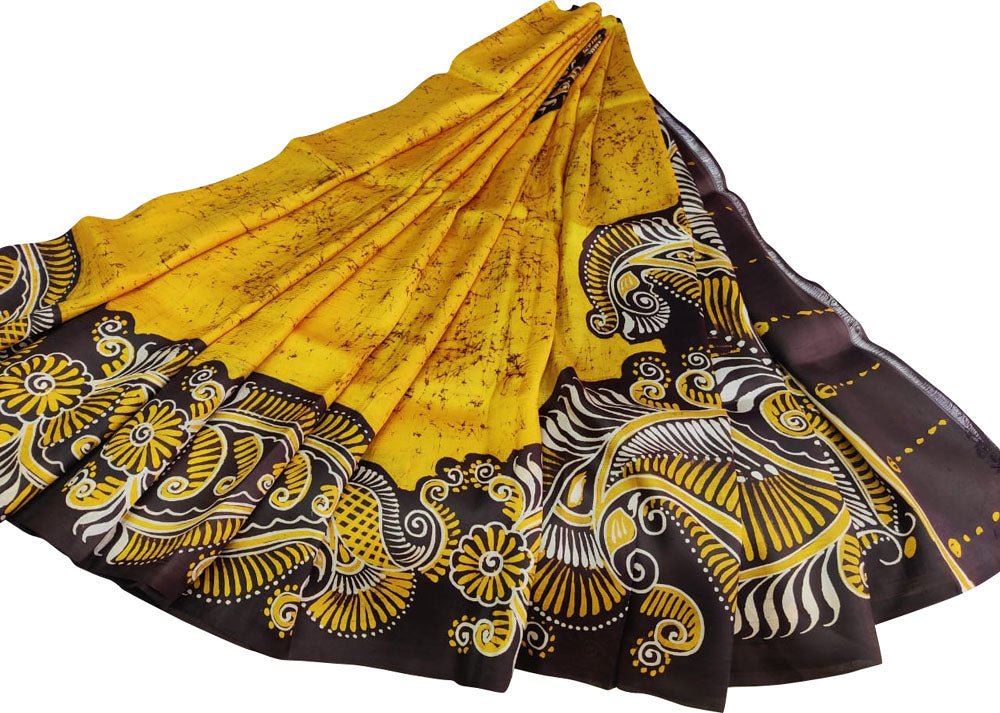 Multicolor  Hand Batik Pure Bishnupuri Silk Saree - Luxurion World
