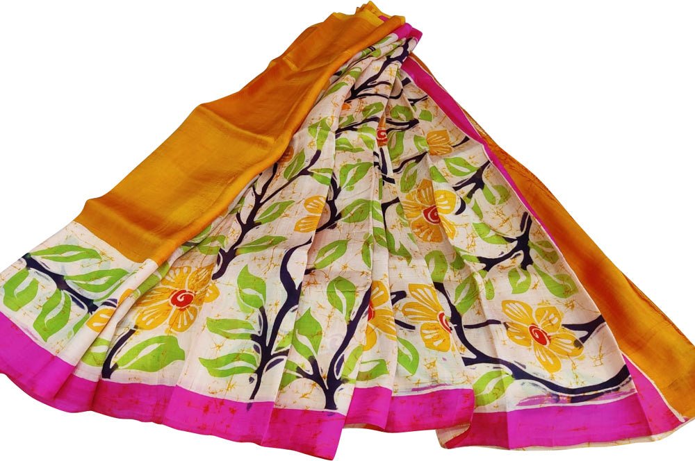 Multicolor  Hand Batik Pure Bishnupuri Silk Saree