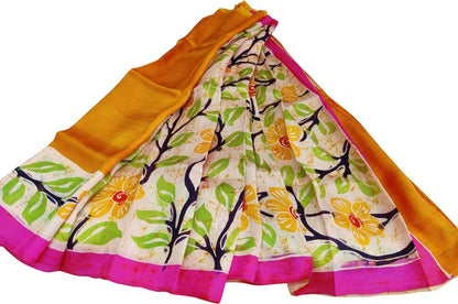 Multicolor  Hand Batik Pure Bishnupuri Silk Saree - Luxurion World