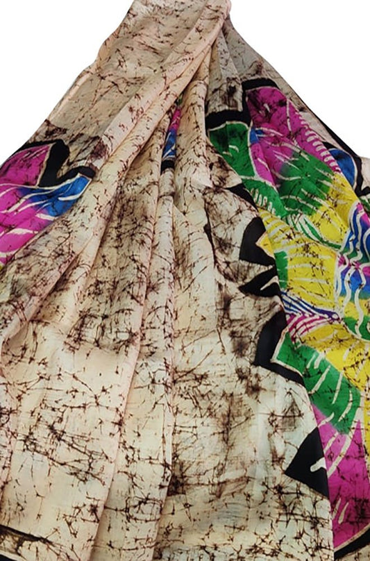 Multicolor Hand Batik Pure Bishnupuri Silk Saree - Luxurion World