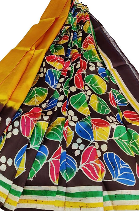 Multicolor Hand Batik Pure Bishnupuri Silk Saree - Luxurion World