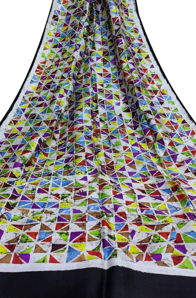 Multicolor Hand Batik Silk Saree - Luxurion World