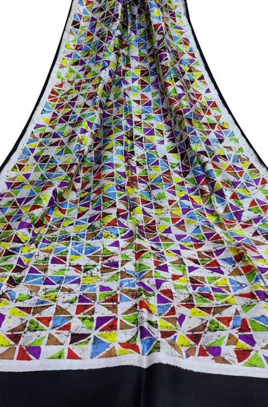 Multicolor Hand Batik Silk Saree - Luxurion World