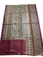 Multicolor Hand Painted Madhubani Tussar Silk Saree - Luxurion World