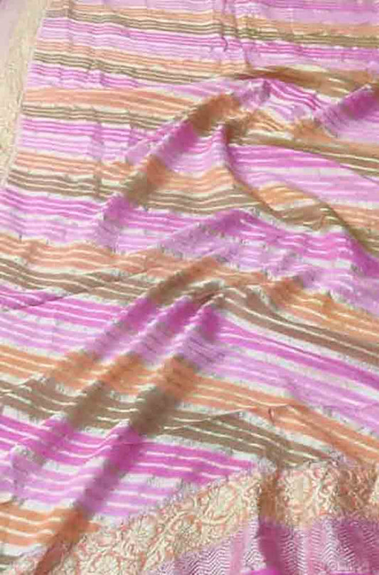 Multicolor Handloom Banarasi Brush Dye Pure Georgette Dupatta - Luxurion World