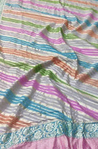 Multicolor Handloom Banarasi Brush Dye Pure Georgette Dupatta - Luxurion World