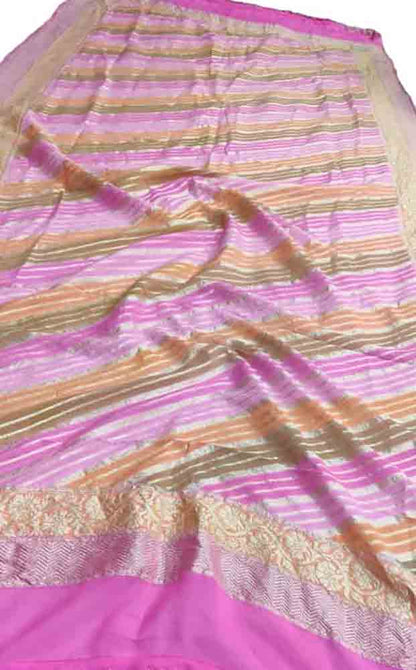 Multicolor Handloom Banarasi Brush Dye Pure Georgette Dupatta - Luxurion World
