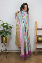 Multicolor Handloom Banarasi Pure Georgette Brush Dye Dupatta - Luxurion World