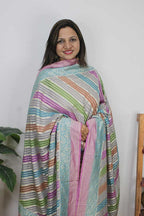 Multicolor Handloom Banarasi Pure Georgette Brush Dye Dupatta - Luxurion World