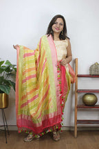 Multicolor Handloom Banarasi Pure Georgette Brush Dye Dupatta - Luxurion World