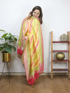 Multicolor Handloom Banarasi Pure Georgette Brush Dye Dupatta - Luxurion World