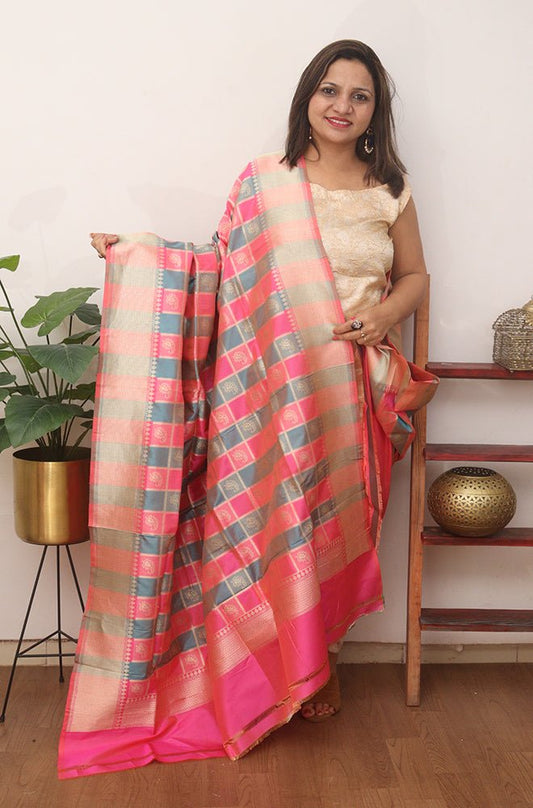 Multicolor Handloom Banarasi Pure Katan Silk Dupatta