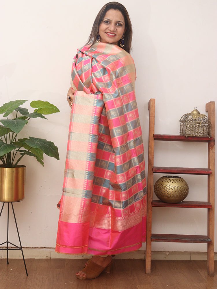 Multicolor Handloom Banarasi Pure Katan Silk Dupatta - Luxurion World