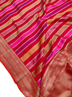Multicolor Handloom Banarasi Pure Katan Silk Stripe Design Dupatta - Luxurion World