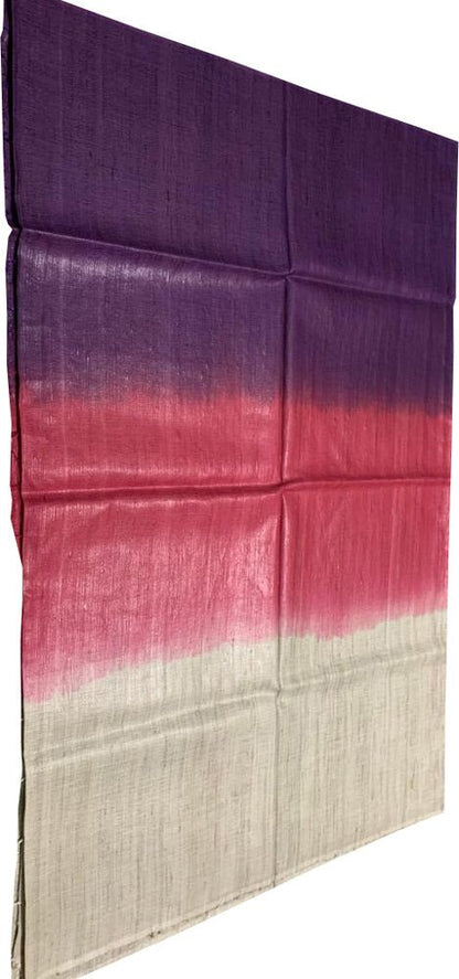 Multicolor Handloom Bhagalpur Eri Ghicha Silk Dupatta - Luxurion World