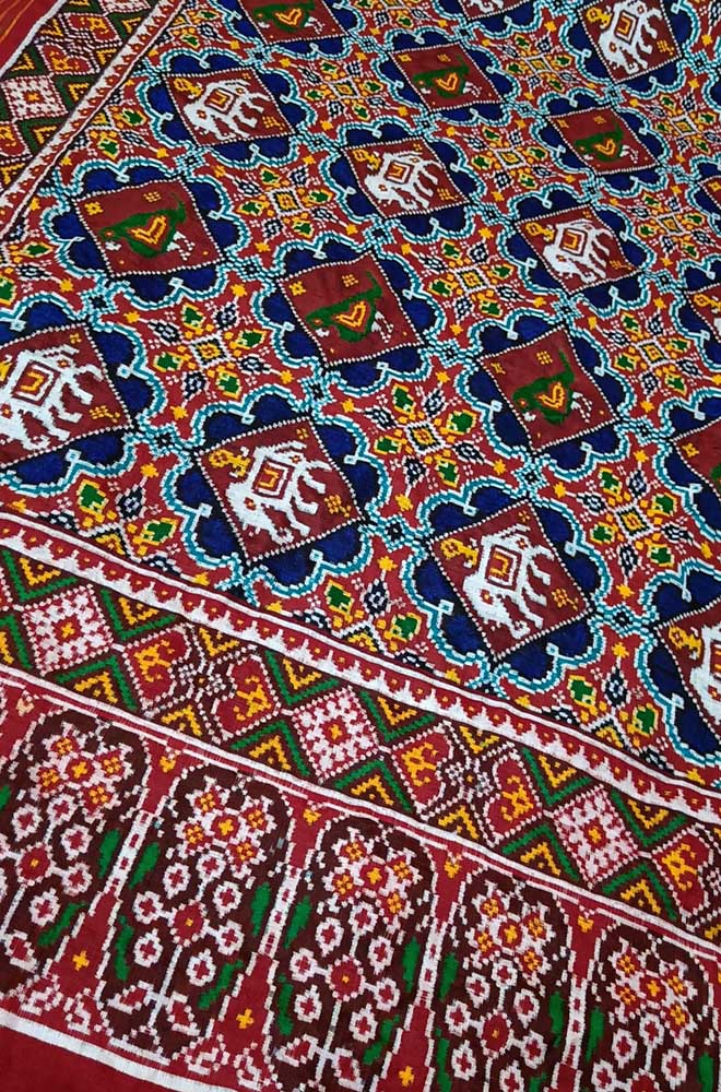 Multicolor Handloom Double Ikat Patan Patola Pure Silk Saree - Luxurion World