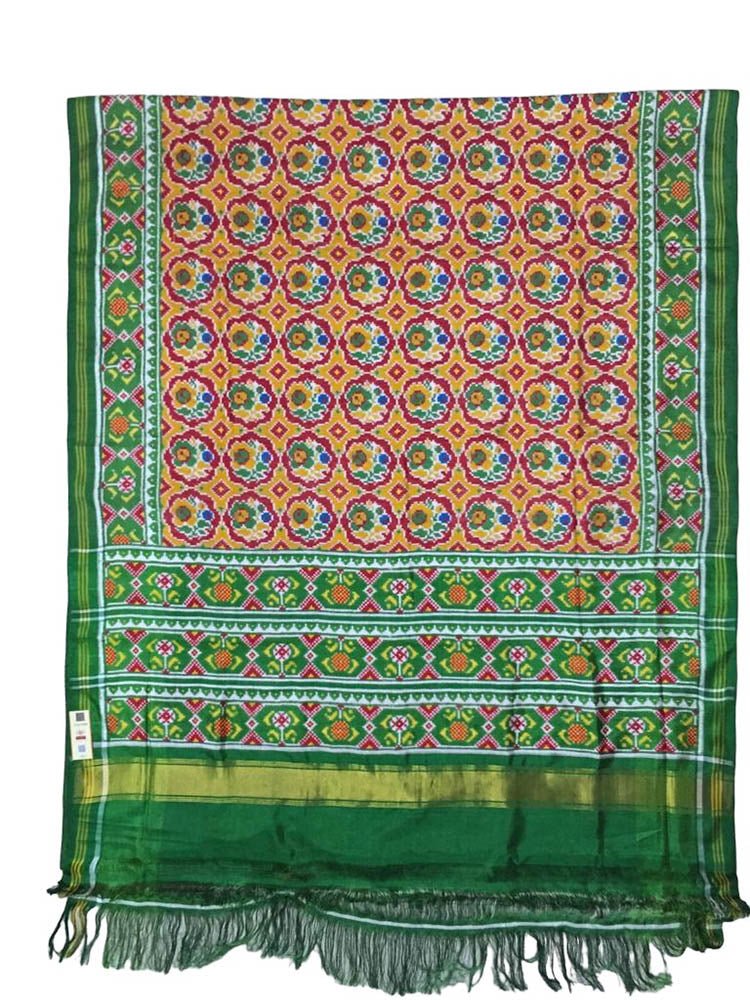 Multicolor Handloom Double Ikat Patola Pure Silk Saree - Luxurion World
