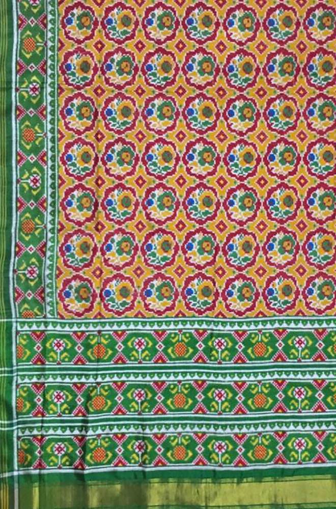 Multicolor Handloom Double Ikat Patola Pure Silk Saree - Luxurion World