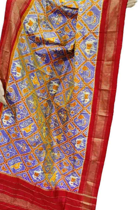 Multicolor Handloom Ikat Pure Silk Dupatta - Luxurion World