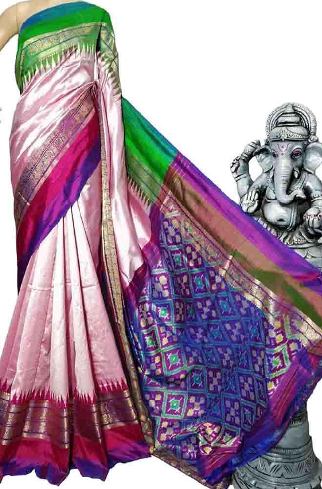 Multicolor Handloom Ikat Pure Silk Saree