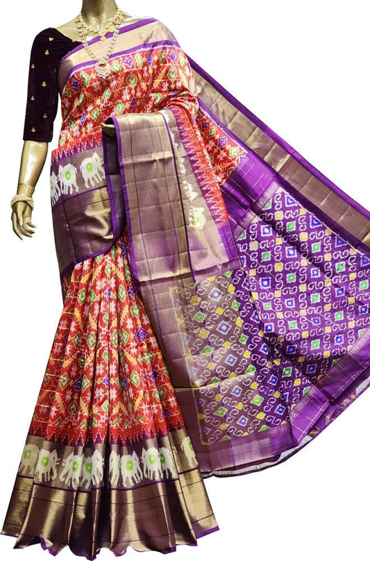 Multicolor Handloom Ikat Pure Silk Saree - Luxurion World