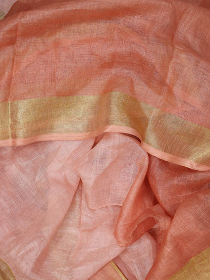 Multicolor Handloom Pure Linen Shaded Dye Saree