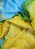 Multicolor Handloom Pure Linen Shaded Dye Saree - Luxurion World