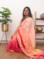 Multicolor Handloom Pure Linen Shaded Dye Saree - Luxurion World