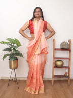 Multicolor Handloom Pure Linen Shaded Dye Saree - Luxurion World