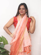 Multicolor Handloom Pure Linen Shaded Dye Saree - Luxurion World