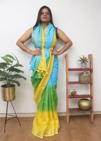 Multicolor Handloom Pure Linen Shaded Dye Saree - Luxurion World
