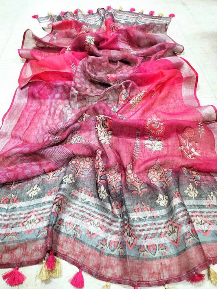 Multicolor Ikat Cotton Three Piece Unstitched Suit Set With Digital Printed Dupatta - Luxurion World