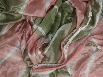 Multicolor Leheriya Tabby Silk Saree - Luxurion World