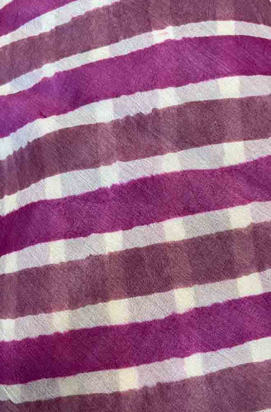 Multicolor Leheriya Tie And Dye Pure Tussar Silk Fabric ( 1 Mtr ) - Luxurion World