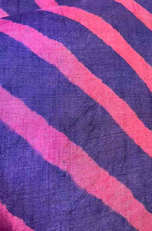 Multicolor Leheriya Tie And Dye Pure Tussar Silk Fabric ( 1 Mtr ) - Luxurion World