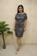 Multicolor Mashru Silk Knee Length One Piece Dress - Luxurion World