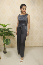 Multicolor Mashru Silk Sleeveless Jumpsuit - Luxurion World