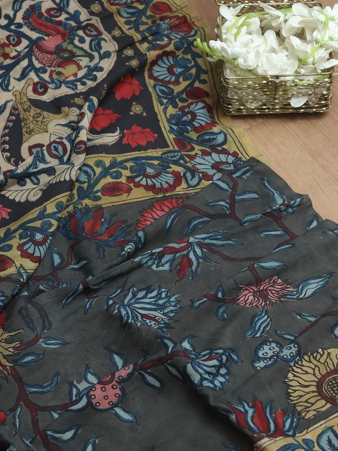Multicolor Pen Kalamkari Pure Silk Dupatta - Luxurion World