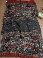 Multicolor Pen Kalamkari Pure Silk Dupatta - Luxurion World