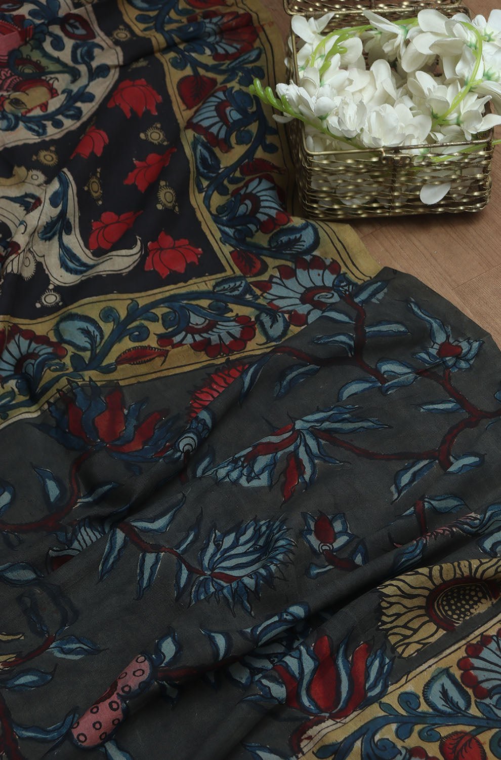 Multicolor Pen Kalamkari Pure Silk Dupatta - Luxurion World