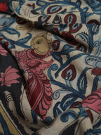 Multicolor Pen Kalamkari Pure Silk Dupatta - Luxurion World