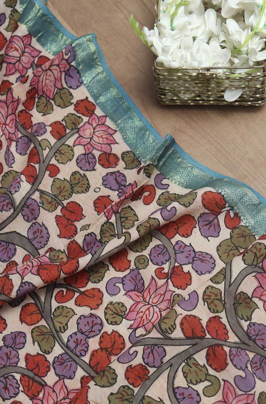 Stunning Multicolor Kalamkari Silk Dupatta with Pen Work - Luxurion World