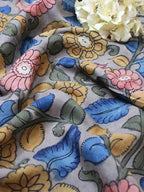 Multicolor Pen Kalamkari Pure Silk Fabric (1 Mtr ) - Luxurion World